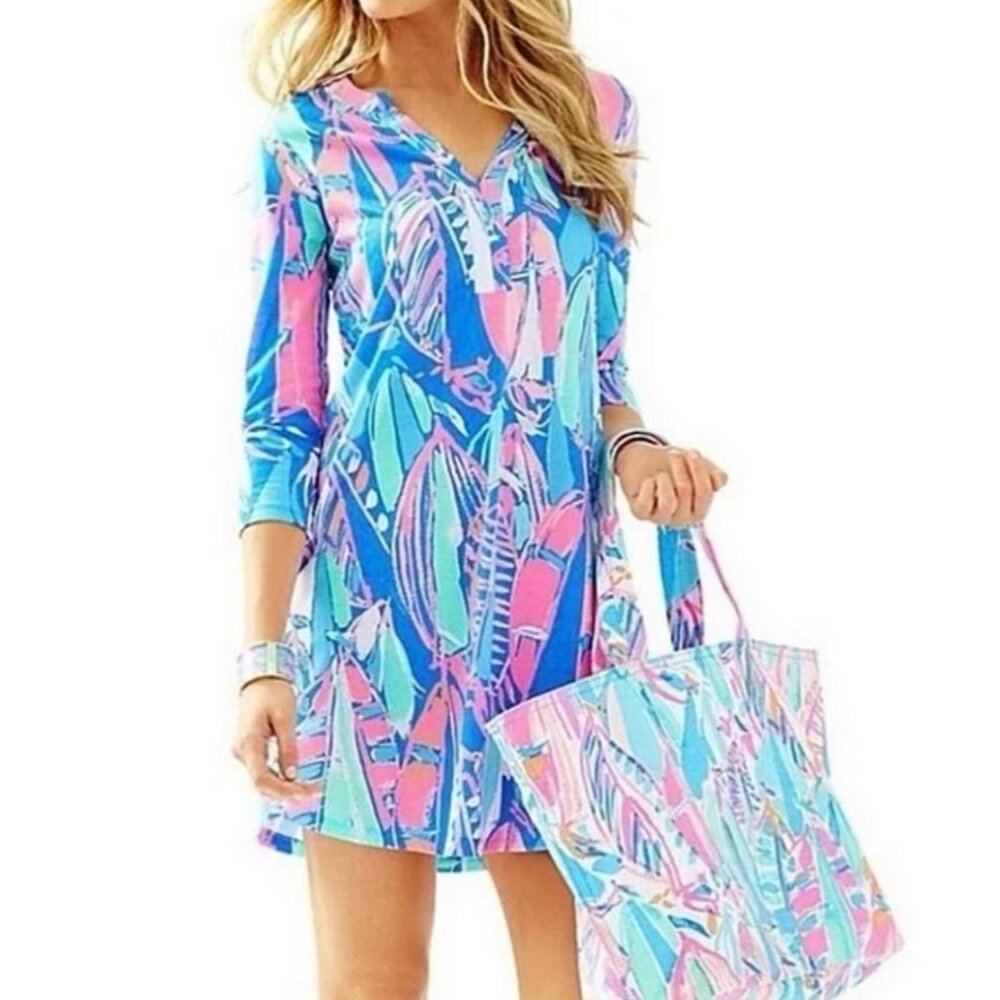 Womene Lilly Pultizer Alo Pima Cotton 3/4 Sleeve Midi Dress size‎ small paisley